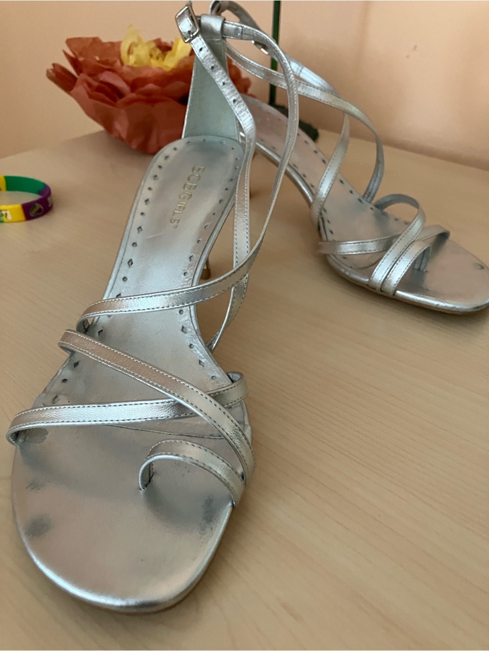BCBGirls Silver Strappy Heeled Sandals